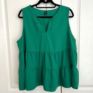 Emory Rose sleeveless v neck green top women’s plus  2X